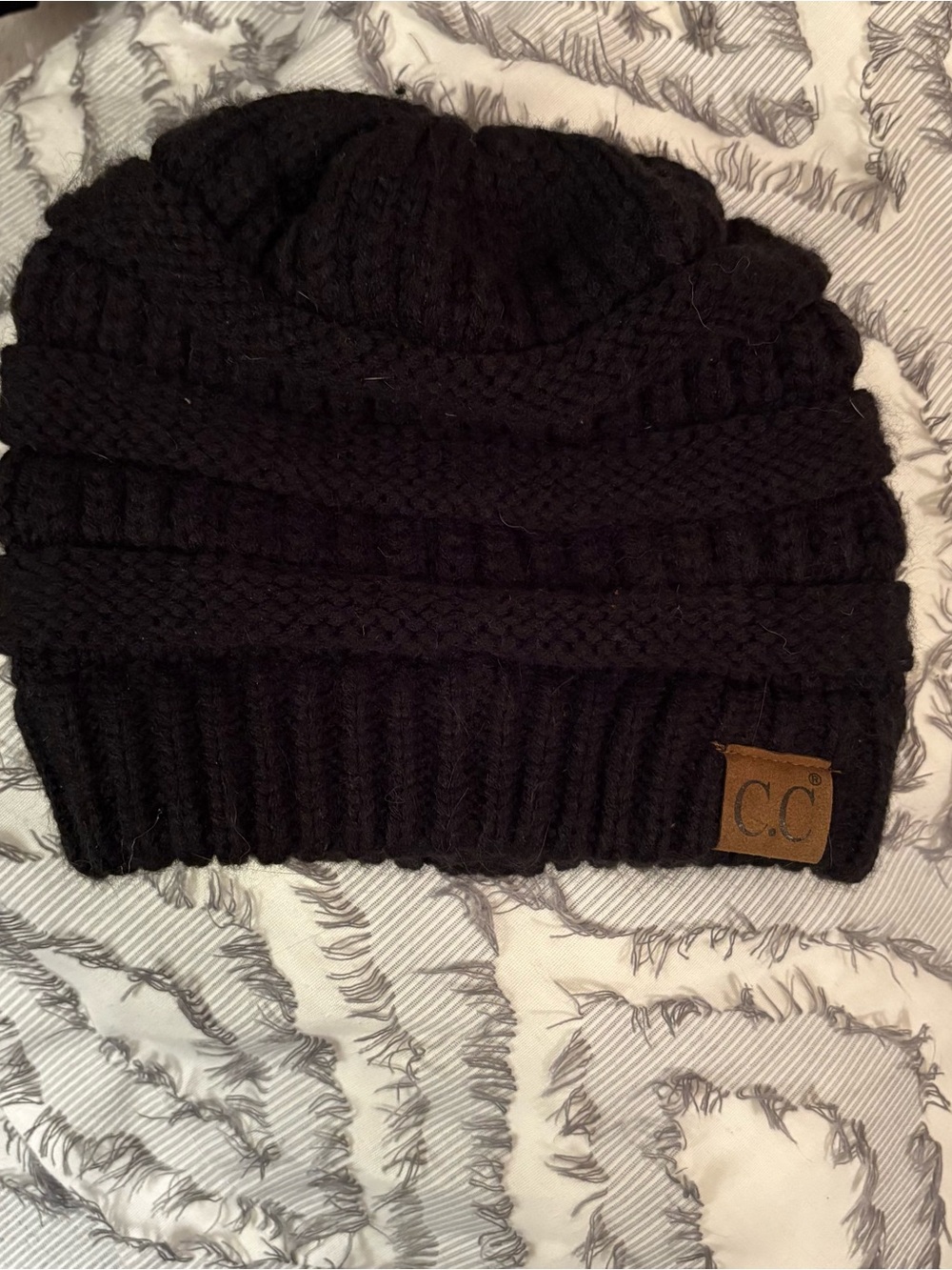 C.C Beanie Black Cable Knit Beanie - Warm Winter Hat Womens